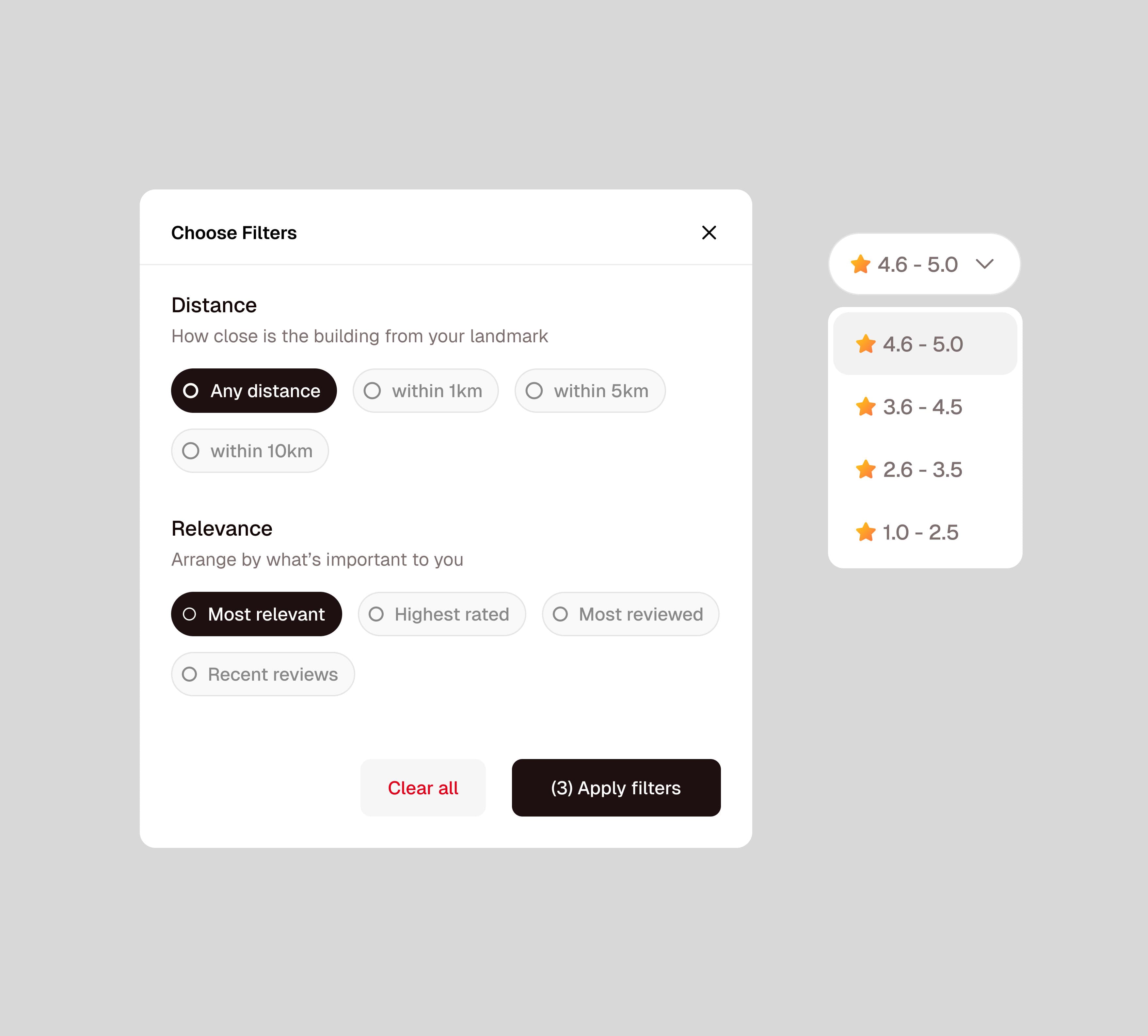 Filter  - Card UI component